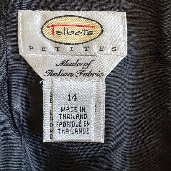 Vintage TALBOTS Skirt Womens 14 Black Cream 100% Wool Pockets Pencil Career - Picture 7 of 8